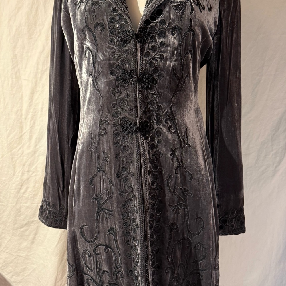 Elegant Silver Velvet Coat